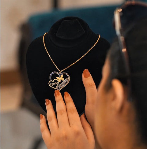 Two Heart Double Name Necklace | 24k Gold Plated